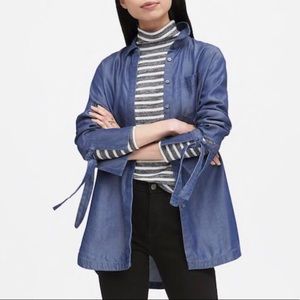 Banana Republic Parker Blue Chambray Tunic With Tie Sleeves